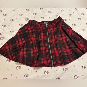 Hot Topic Red and Black Plaid Skater Skirt
